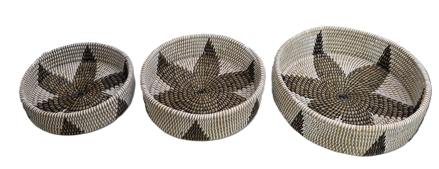 Handwoven Kans Grass Fruit & Snack Basket – Natural with Reinforced PP Frame(Set Of 3)