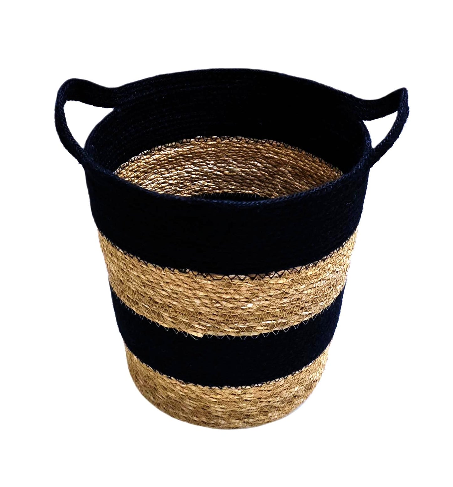 Handwoven Jute & Cotton Rope Basket – Eco-Friendly Storage Bin & Decorative Planter