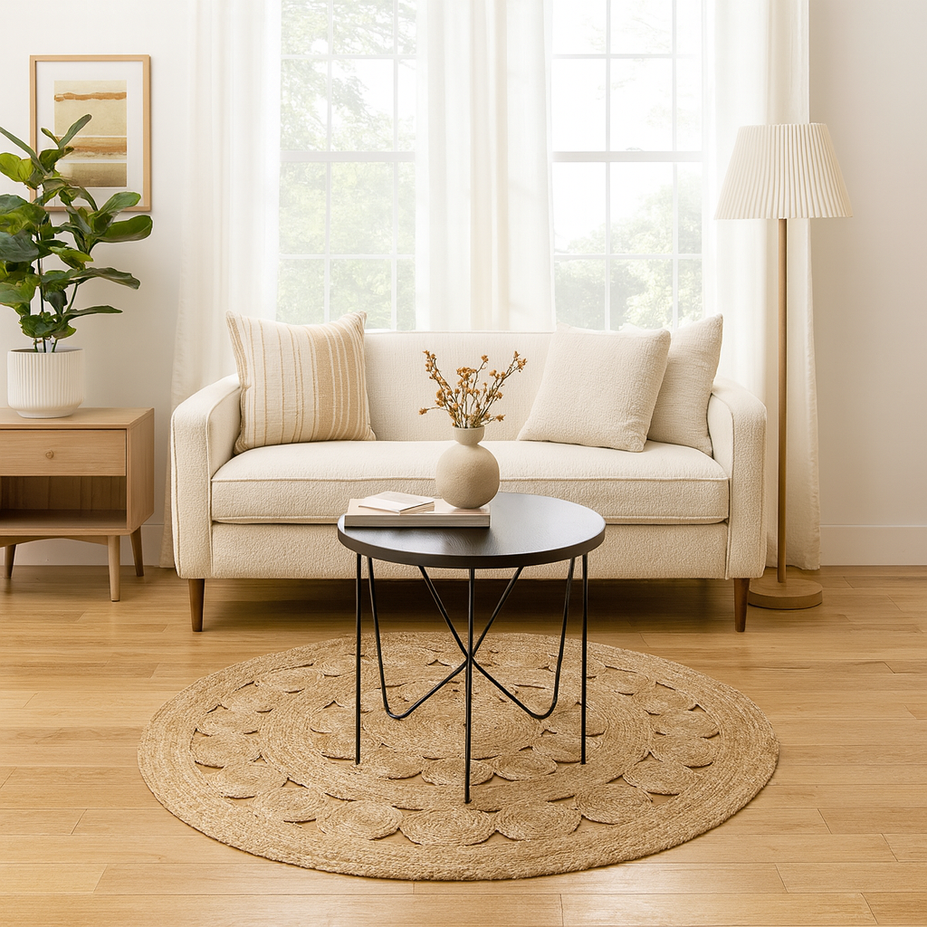 Handwoven Jute Area Rug – Natural Texture, Timeless Style