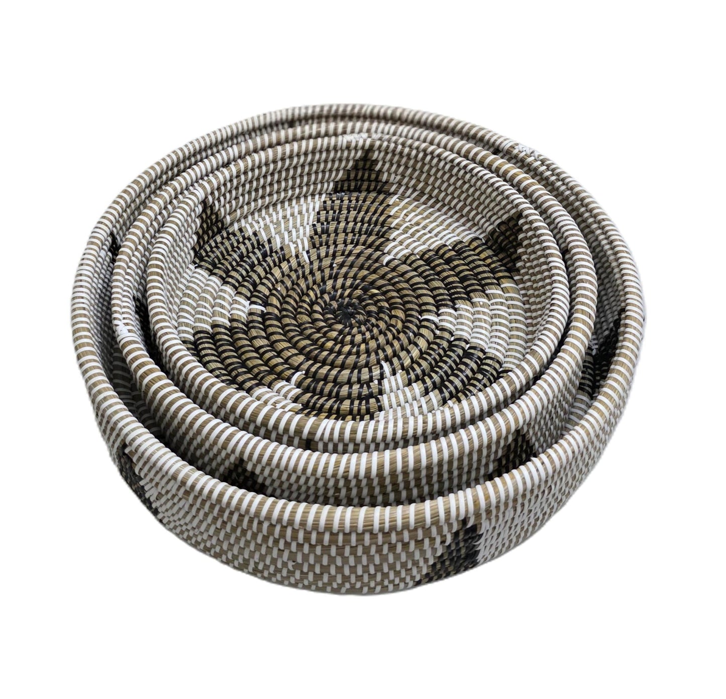 Handwoven Kans Grass Fruit & Snack Basket – Natural with Reinforced PP Frame(Set Of 3)
