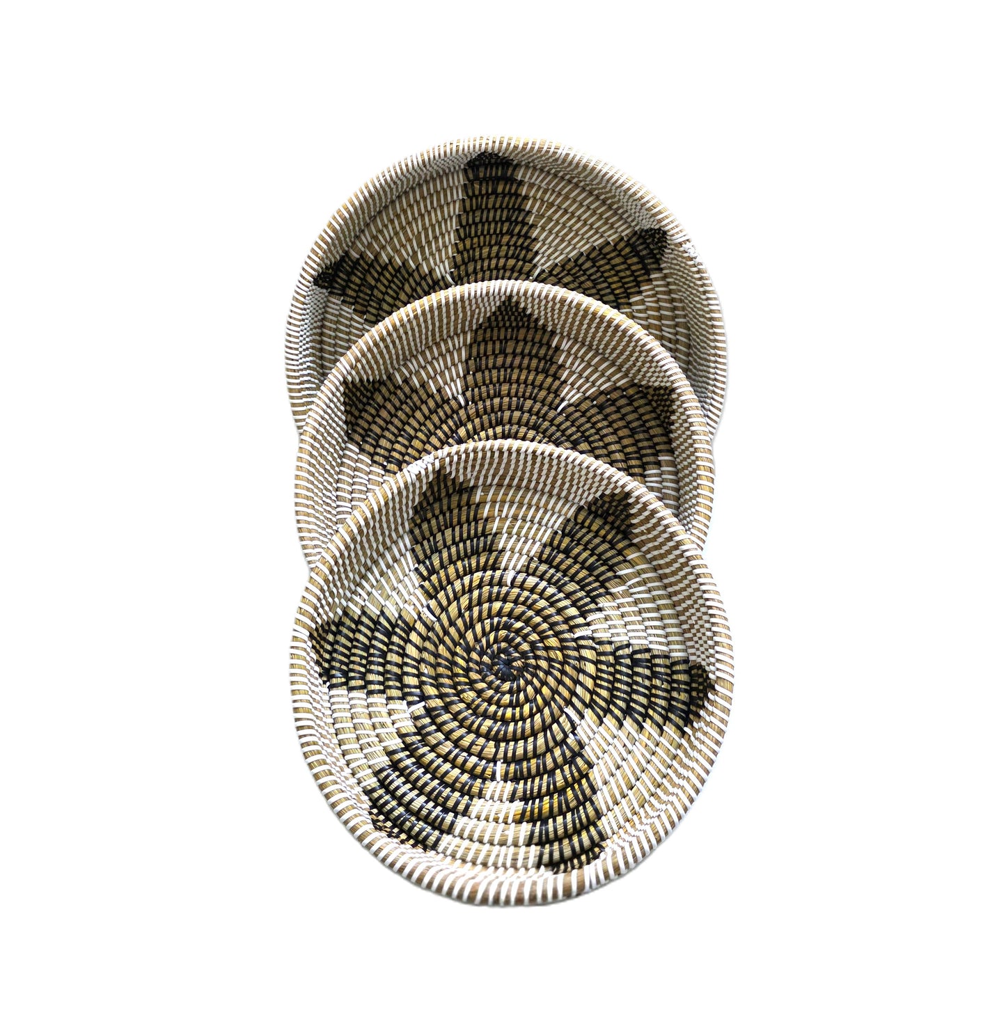 Handwoven Kans Grass Fruit & Snack Basket – Natural with Reinforced PP Frame(Set Of 3)