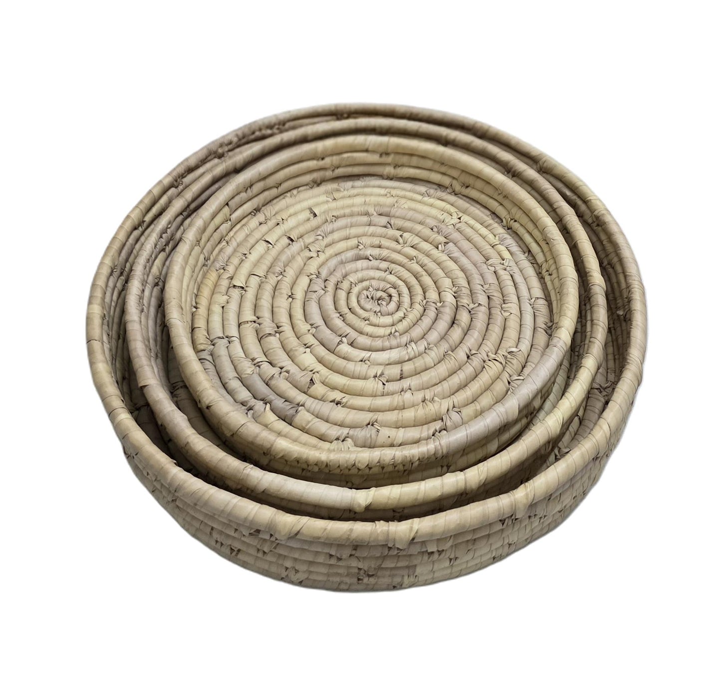 Handwoven Date Leaf Fruit & Snack Basket – Natural Palm Fiber Storage(Set Of 3)
