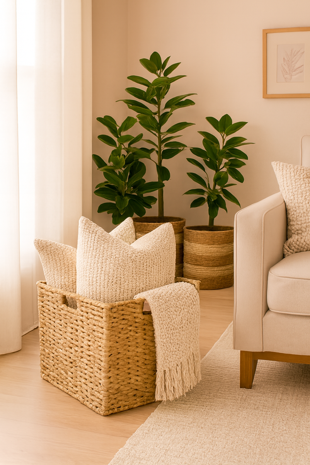 Sea-Grass Storage Box with Iron Frame – Natural Elegance Meets Durable Design