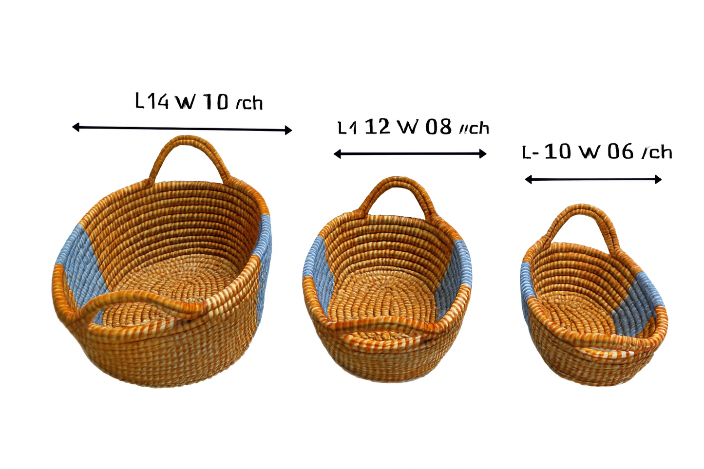 Handwoven Kane Grass Food Basket (Set Of 3)