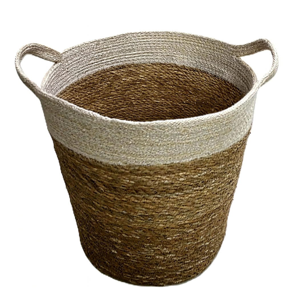 Handwoven Seagrass & Jute Rope Basket – Rustic Storage & Home Décor