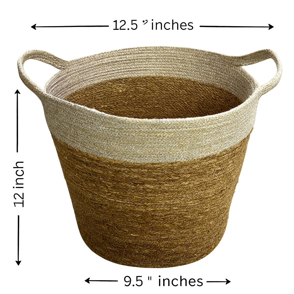 Handwoven Seagrass & Jute Rope Basket – Rustic Storage & Home Décor