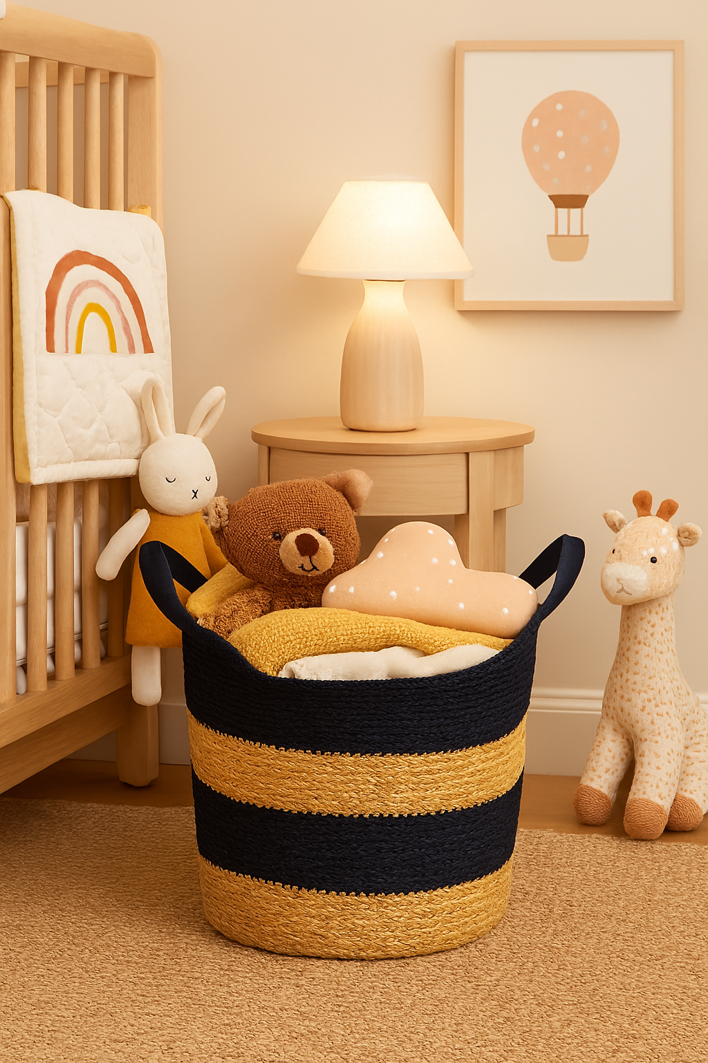 Handwoven Jute & Cotton Rope Basket – Eco-Friendly Storage Bin & Decorative Planter