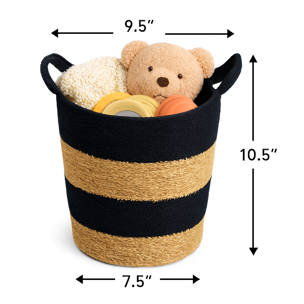 Handwoven Jute & Cotton Rope Basket – Eco-Friendly Storage Bin & Decorative Planter