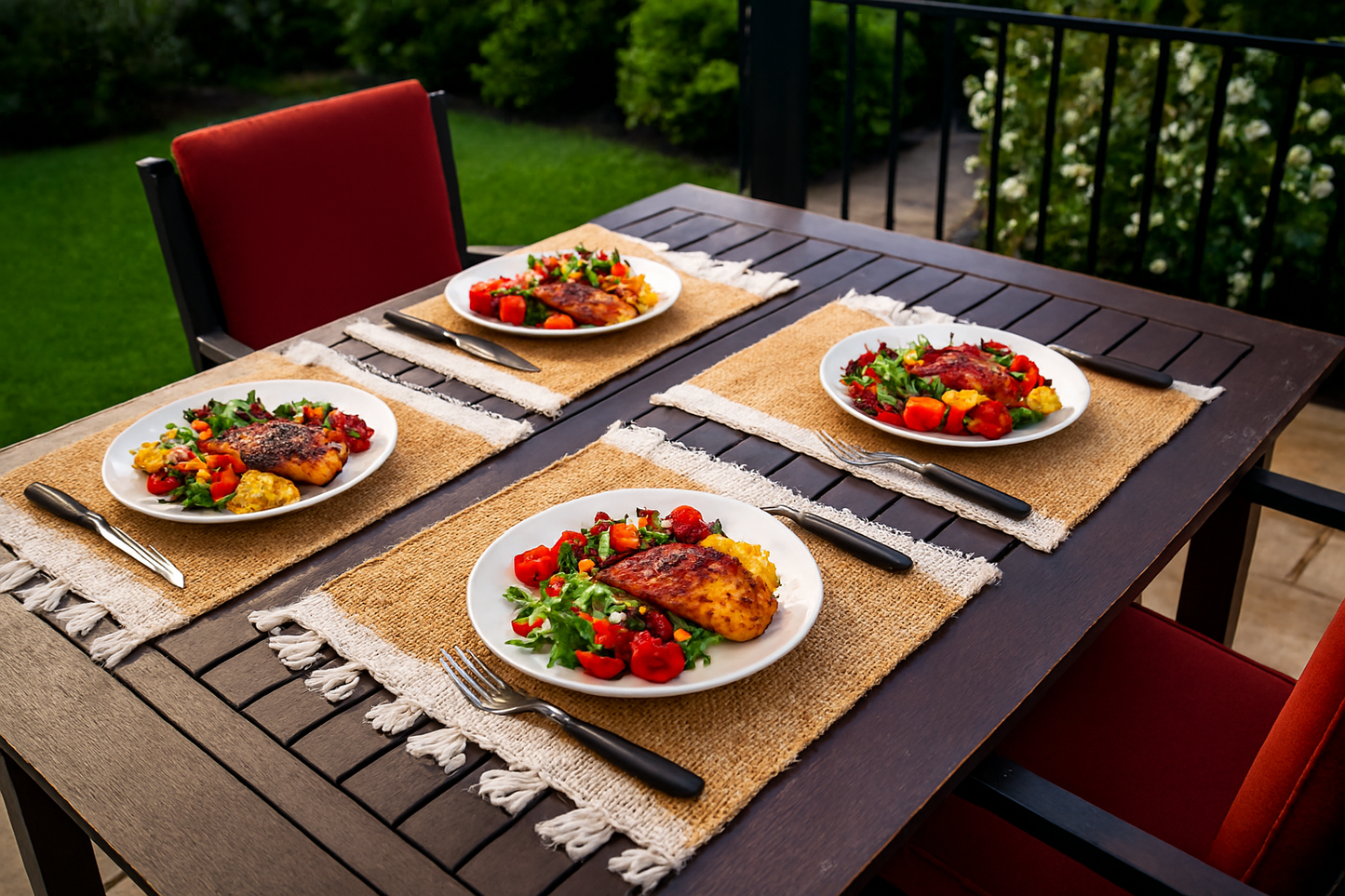 Two-Tone Rectangle Jute Placemats – Natural Elegance for Your Table (Set of 4)